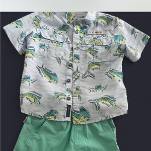 Magellan Outdoors Kids Fish Print Shirt - Blue and Green